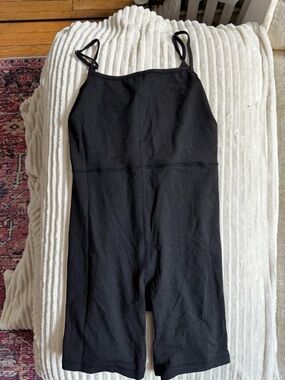 Womens Black One-Piece Active Romper